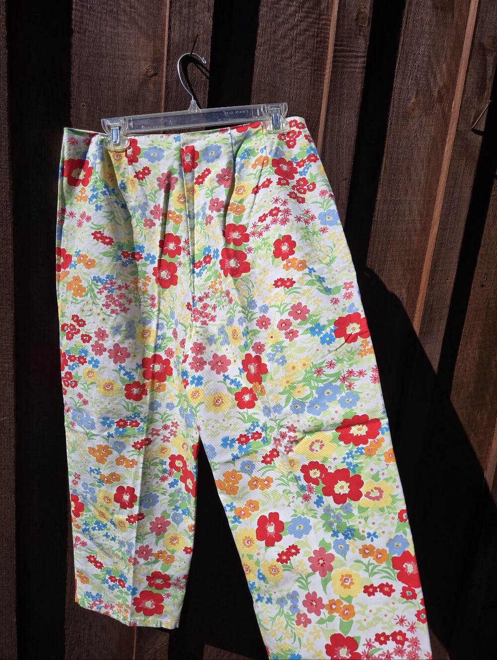 Vtg Floral Capri Pants Liz Claiborne 100% Cotton